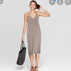 a new day / midi taupe dress